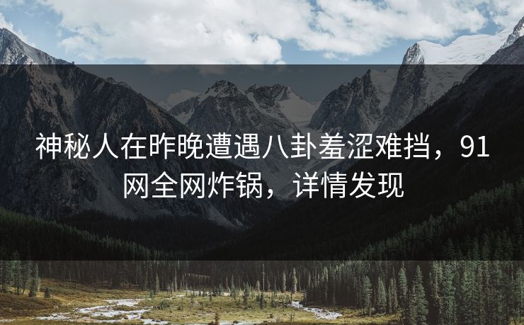 神秘人在昨晚遭遇八卦羞涩难挡，91网全网炸锅，详情发现