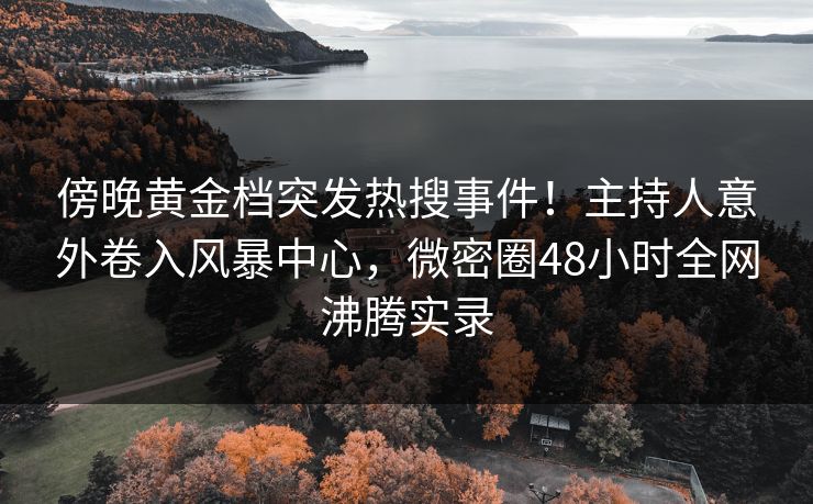 傍晚黄金档突发热搜事件！主持人意外卷入风暴中心，微密圈48小时全网沸腾实录