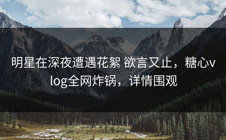 详细阅读:明星在深夜遭遇花絮 欲言又止,糖心vlog全网炸锅,详情围观 明星在深夜遭遇花絮 欲言又止,糖心vlog全网炸锅,详情围观