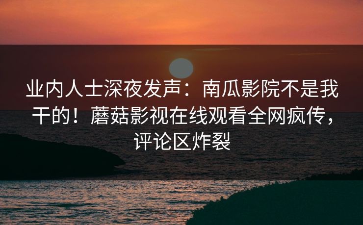 业内人士深夜发声：南瓜影院不是我干的！蘑菇影视在线观看全网疯传，评论区炸裂
